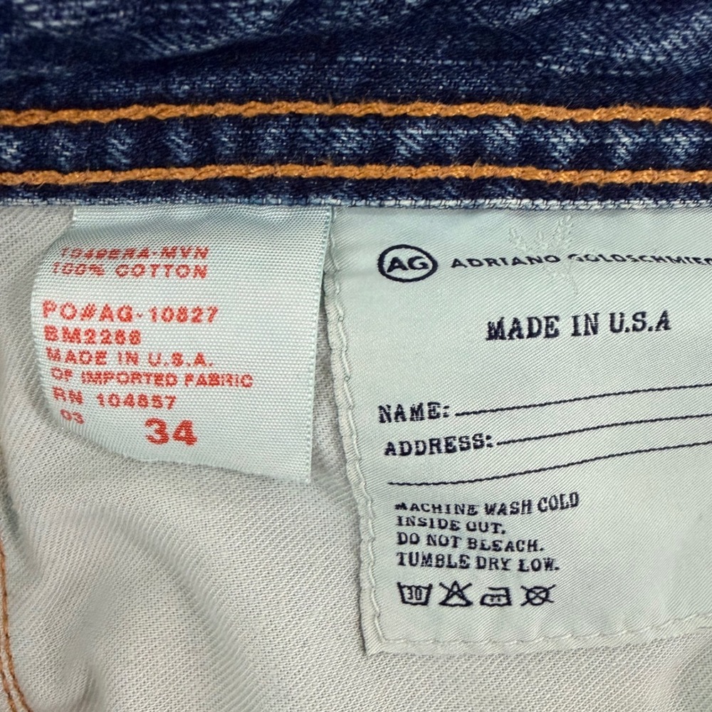 AG Adriano Goldschmied The Protege Straight Leg Mens Jeans Blue Size 34 USA Made - Picture 7 of 11